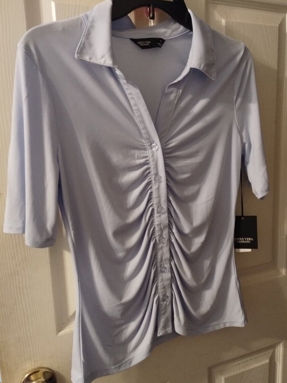 Simply Vera Vera Wang women's periwinkle ruched front shirt